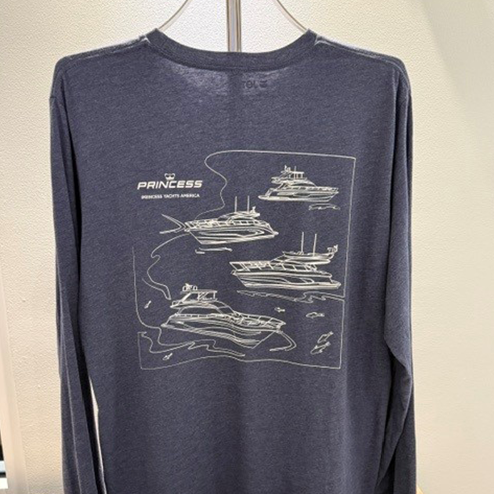'Yacht Lines' Long Sleeve T-Shirt, Heatherd Navy - Unisex